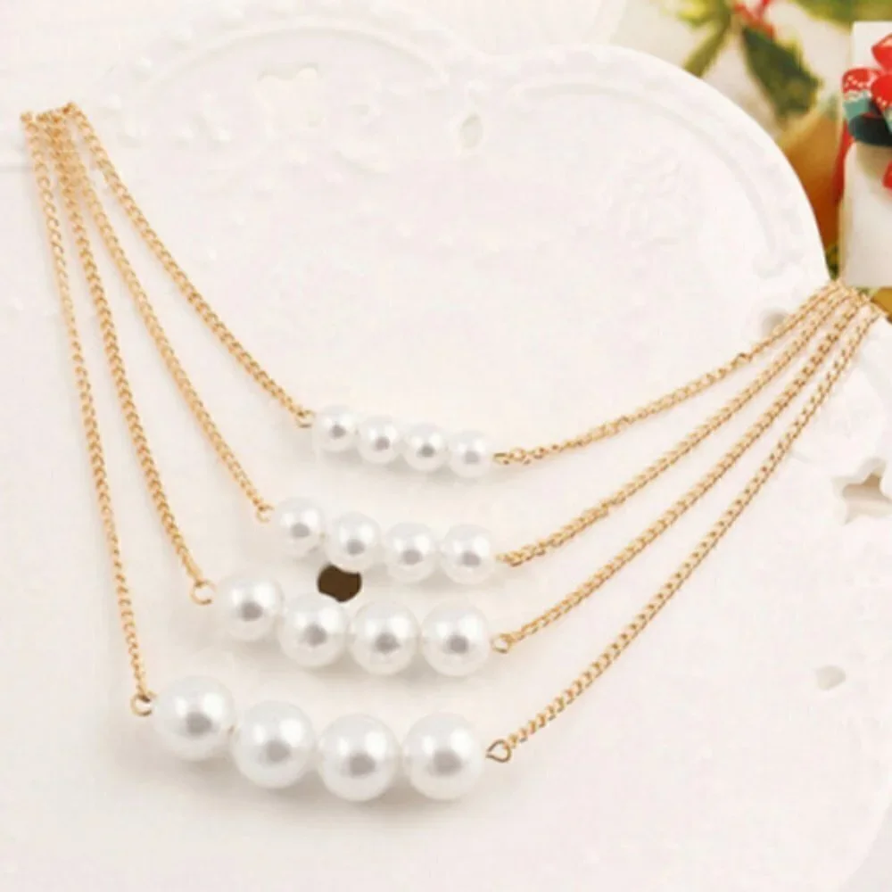 Multilayer pearl Chain Statement Necklace jewelry